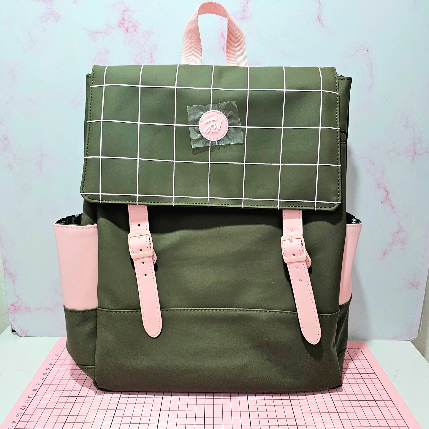 Mochila FW Cuadrillé verde oscuro
