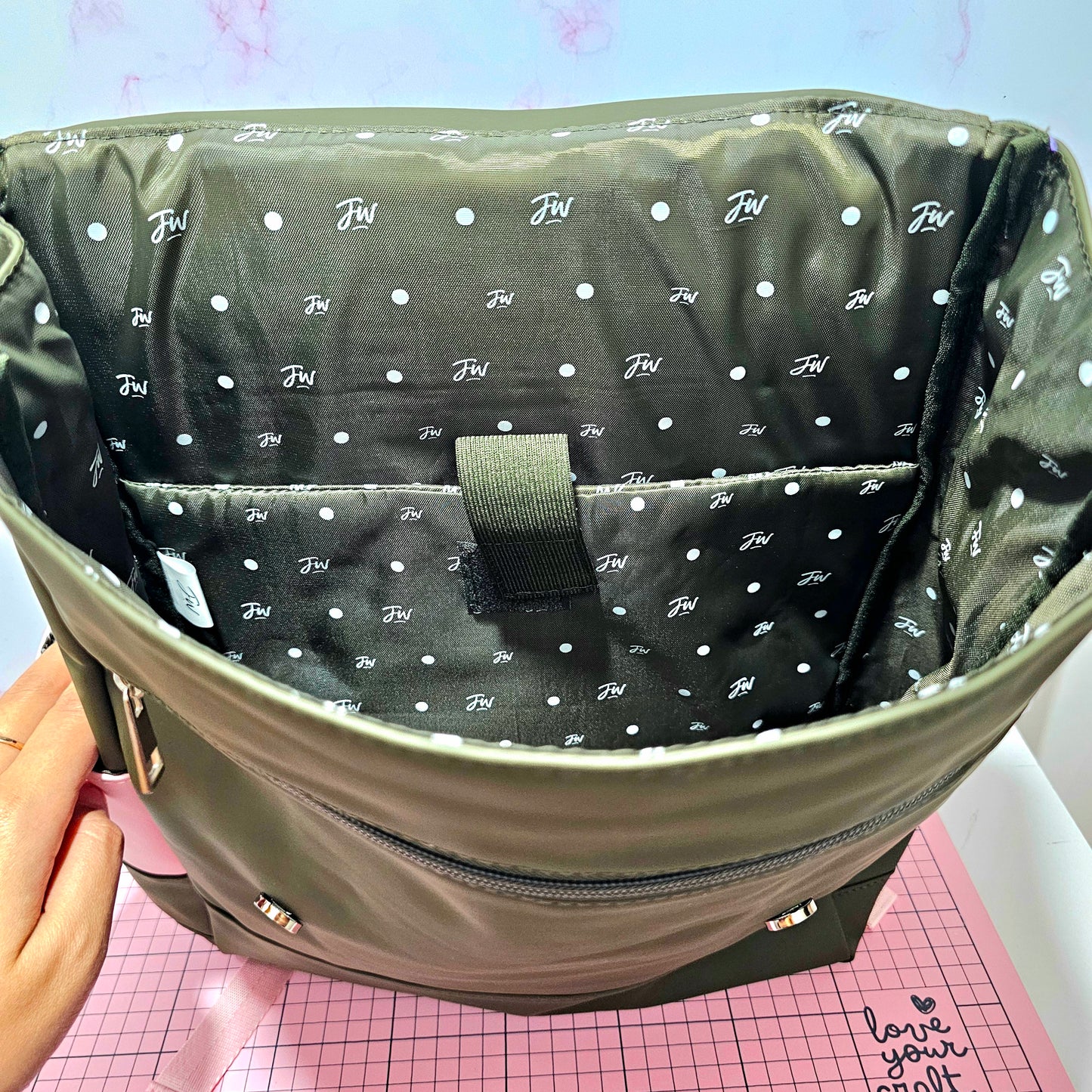 Mochila FW Cuadrillé verde oscuro