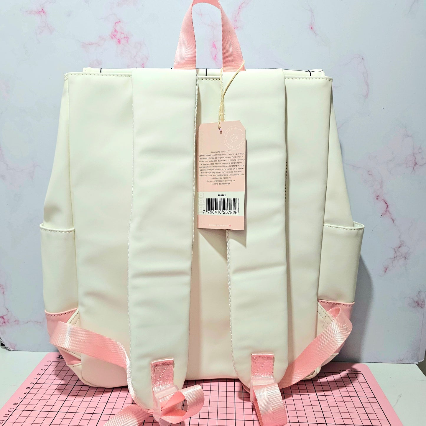 Mochila FW Cuadrillé blanca