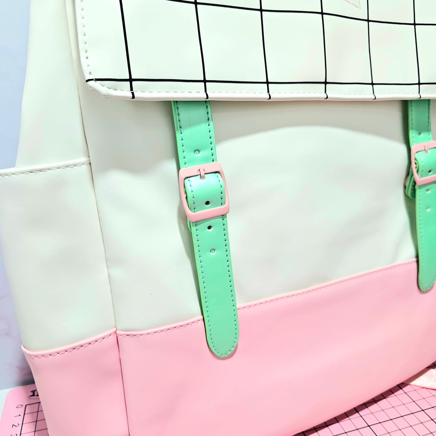 Mochila FW Cuadrillé blanca