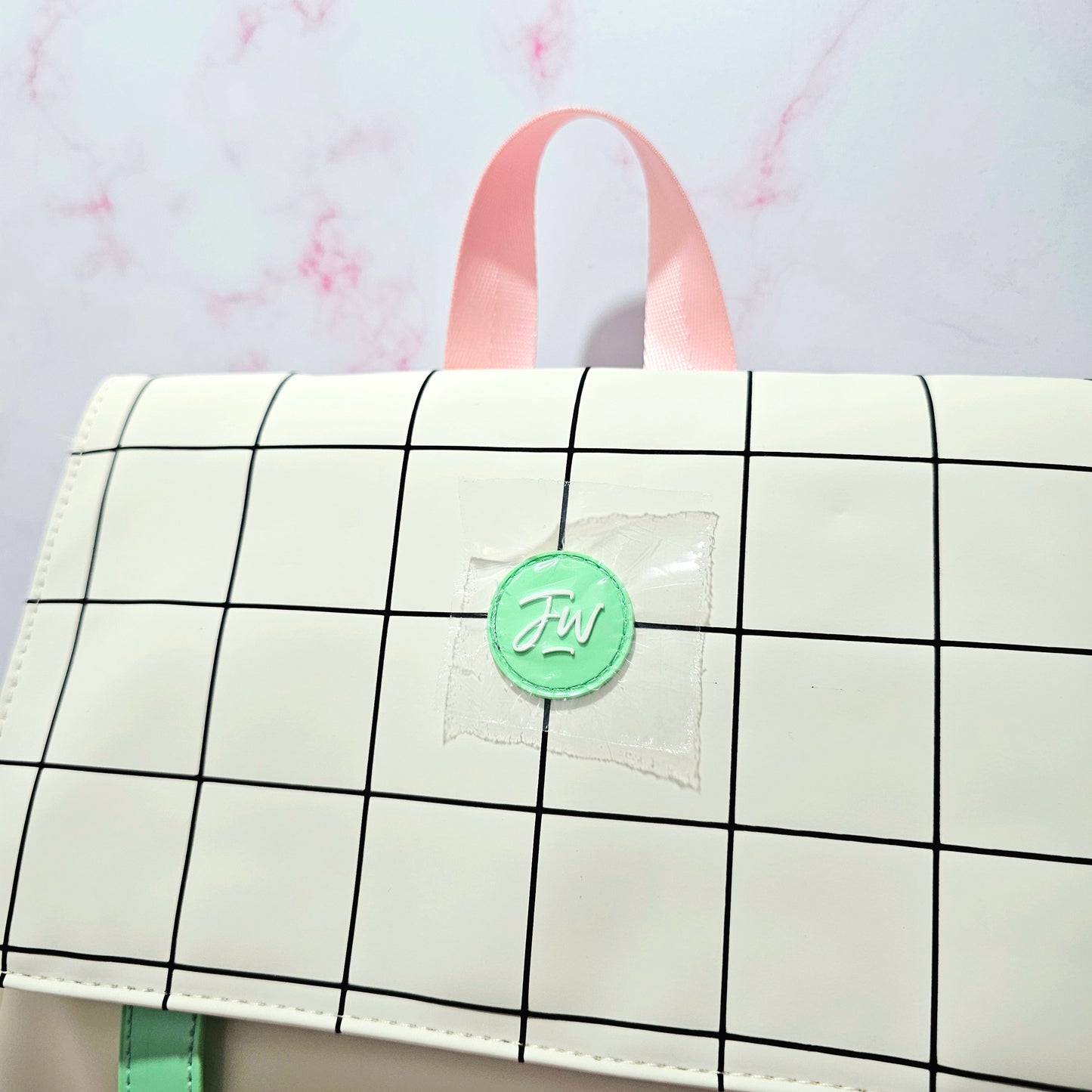 Mochila FW Cuadrillé blanca