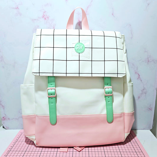 Mochila FW Cuadrillé blanca
