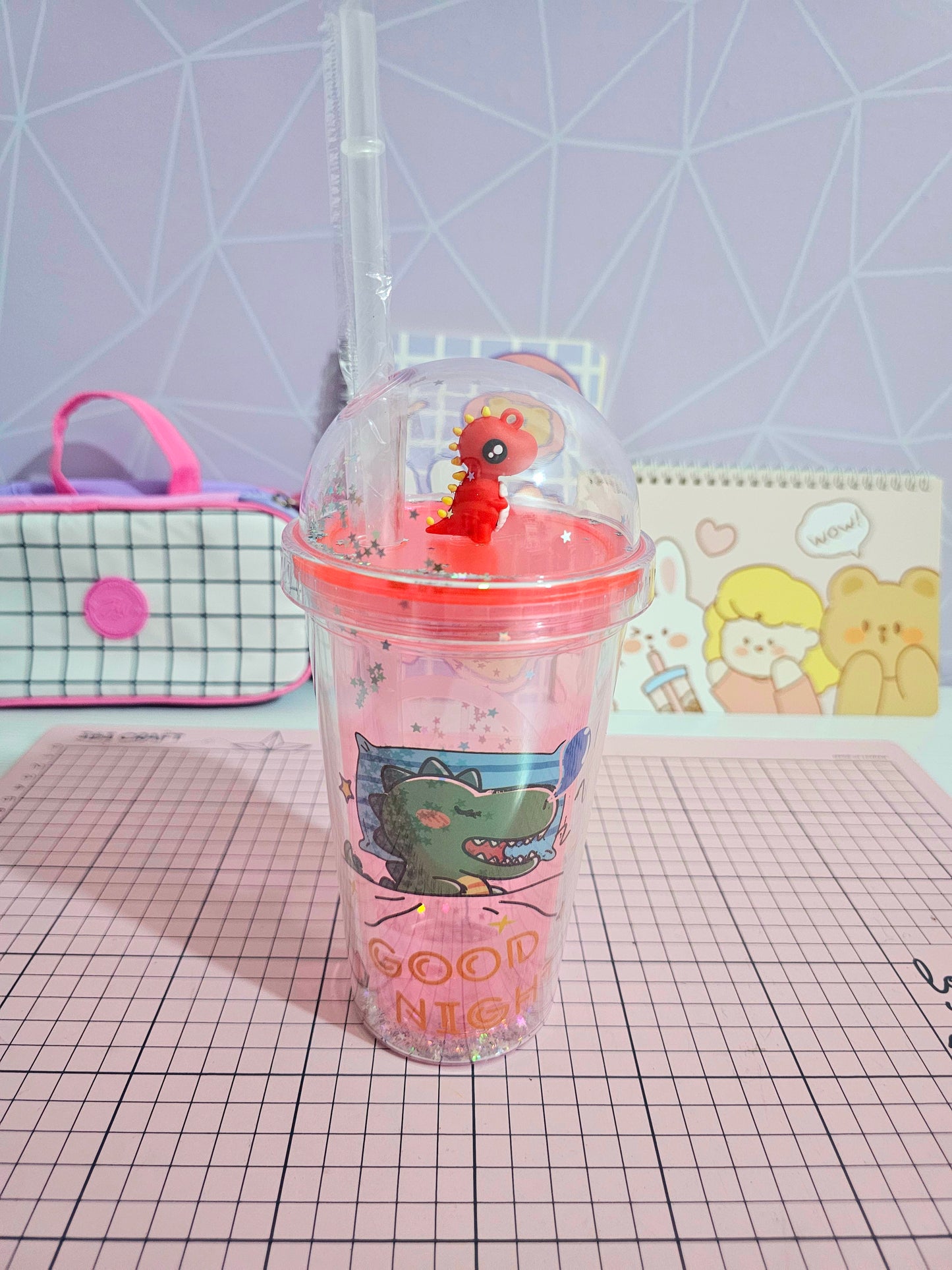 Vaso de acrílico - Dinosaurio rojo